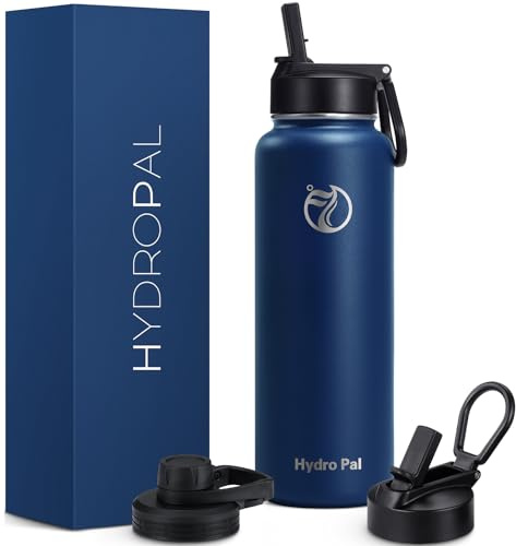 HydroPal Vacuum Insulated Stainless Steel Water Bottle, 1.9L/1.2L/1L/750ml/500ml- 2 Lids (Straw Lid and Spout Lid), 2 Straws Water Bottle for 12 Hours Hot & 24 Hours Cold, Great for Work, Travel