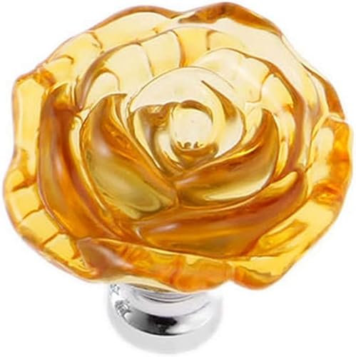 Kristall-Türgriffe, Griffe für Schränke, Schubladen, 1 Stück, rote Rosenform, Kristallglas, Schrankknauf, Schubladengriff, ideal für Schränke, Küchen- und Badezimmerschränke, Fensterläden usw. (Farbe