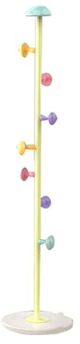 Tyenaza Perchero de Pie, Forma de Hongo Hierro Forjado Independiente Perchero, Perchero de Pie Extraíble con 7 Ganchos, Perchero de Metal para Niños, para Dormitorio, Sala de Estar(Amarillo-167cm)