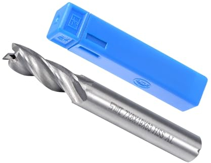 CoCud 4-Flute Spiral End Mill Bits, 7mm Diameter 19mm Length, High Speed Steel Straight Milling Cutter with Storage Case- (Applications: for Plywood Hardwood Plastic),