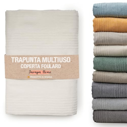 Colcha cama y colcha multiusos para sofás, colchas blancas. Plaid multiusos, cubre sofá, tejido resistente y de calidad, hecho en España. Colchas cama 150 modernas, 135, 90. (Crudo, 230 x 280 cm)