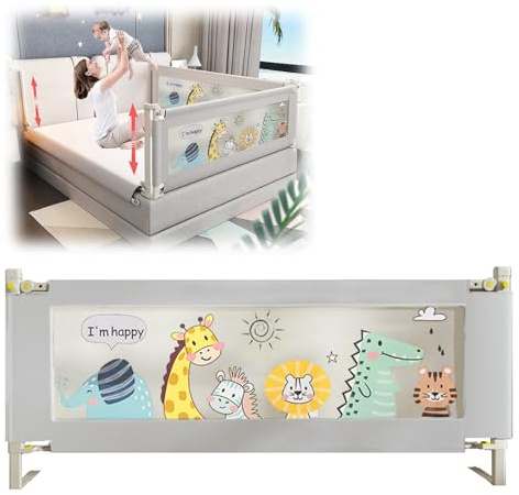 EAQ Protezione per letto singolo 90 cm, regolabile in altezza, senza cuciture, per bambini, ottima vestibilità, materasso queen e king size (zoo, 90 cm)