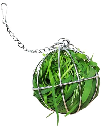 Hasen-Heu-Futterball,Kaninchen-Heu-Futterball,Hasen-Graskugel-Spiel-Kauspielzeug aus Edelstahl - Grasständer-Ball für Hasen, Hamster, Chinchillas, Kleintiere, Futterspielzeug