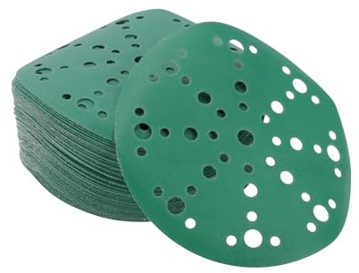 A ABSOPRO Sanding Discs 6 Inch 49 Hole 320 Grit Round Hook and Loop Sandpaper Aluminum Oxide Green 50pcs