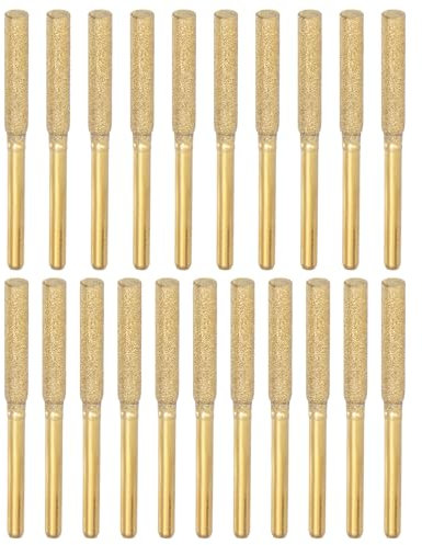 PATIKIL 21 Pcs Diamond Chainsaw Sharpener 5/32 Inch High Hardness Sharpening Stone Polishing Chainsaw Sharpening Kit Grinding File Tool for Chain Saw Stone Jewelry Wood, Gold(4mm)