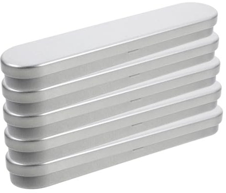 SHINEOFI 5pcs Tinplate Pencil Box Stylish Metal Pen Holder for School Office Portable Spacious Stationery Storage