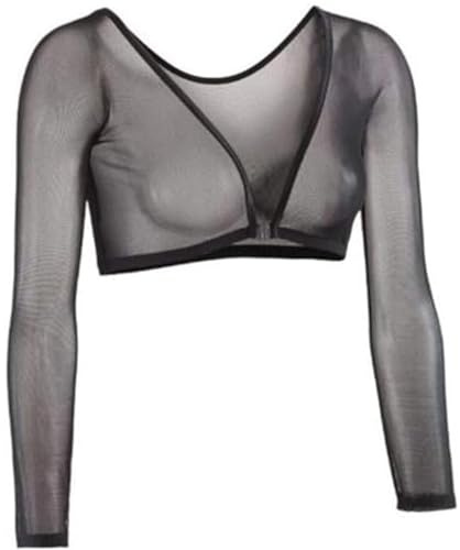 Women's Seamless Arm Shaper Slim Upper Sleeves Top Body Shaper Compression Vest Mesh Long Sleeves Bottoms (Black, 2XL)