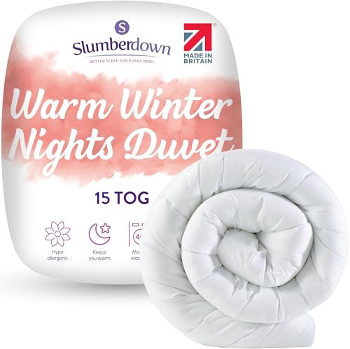 Slumberdown Warm Winter Nights Double Duvet 15 Tog - Extra Thick & Cosy Quilt for Cold Weather | Soft Touch Cover, Non-Allergenic, Machine Washable, UK-Made Bedding (200 x 200cm)