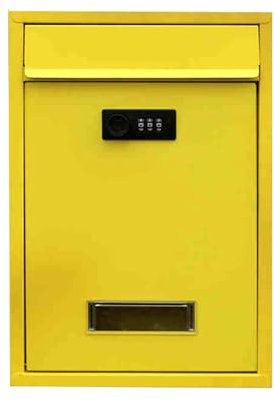 Boîte aux lettres moderne verrouillable à fixation murale, plusieurs couleurs disponibles, boîte aux lettres d'extérieur pour livraison sécurisée, boîte aux lettres jaune pour la maison ou le bureau