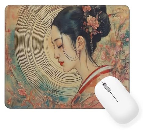 Tapis De Souris Japon Mouse Pad Petit 25 x 21 cm, Femme Tapis Souris Gamer, Caoutchouc Antidé Rapante Lavable Approprié, Bords Surpiqués Tapis de Bureau pour Decor, Cadeaux pour Hommes&Manquer W-676