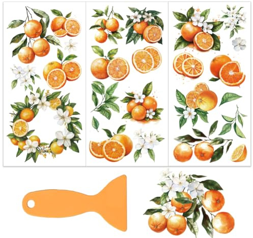 OLYCRAFT 3 Stück/Set Zitrusscheiben Transferfolien Zum Aufreiben Für Möbel Und Kunsthandwerk 15x30cm Transferaufkleber Für Möbel Mit Obstmotiv Transferaufkleber Zum Aufreiben Für Holzmöbel