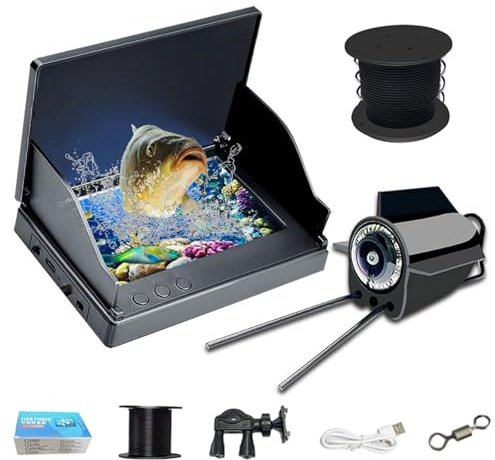 Tragbare Fischfinder-Kamera, Unterwasser-Angelkamera mit 4,3-Zoll-IPS-Monitor, 6 LED-IR-Infrarot-Lichtern und 30 m Kabel für Eis-, Fluss- und Bootsangeln