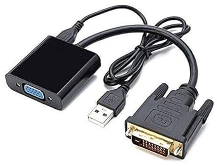 Conversor - conversor DVI-D 24+1 a VGA con USB de alimentación, 10 cm, conexión Macho a Hembra, Ideal para transferencias de Video.