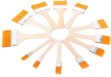 Veemoon 12pcs Nylon Oil Painting Brushes for Students Durable Handle Paintbrushes with Soft Bristles Comfortable Grip Art Paint Brushes for Watercolor and Oil Painting