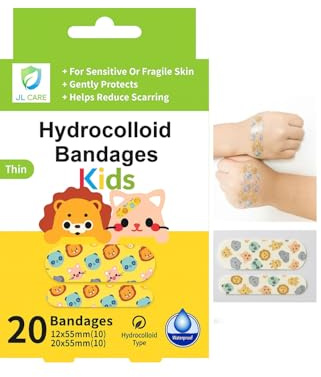 Hydrocolloid Bandage Kids | 3X Faster Healing | Reduces Scarring | Protects Against Germs | Waterproof | 100% Active Surface | Flexible Protection & Wound Care | 20 Pcs