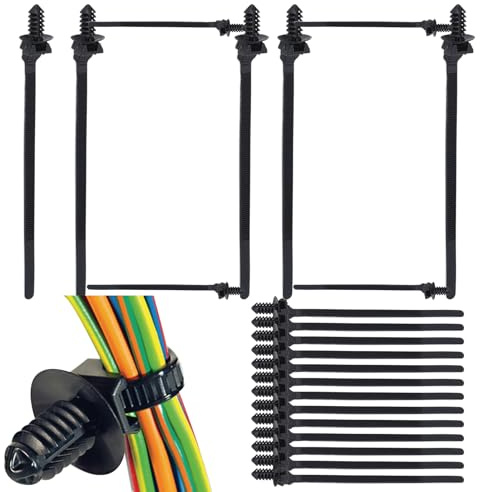 Sucritude Colliers de Serrage en Plastique pour Automobile | 100 Attaches pour Câbles - Fixations Réutilisables à Ajustable pour Automobile Travaux Électriques Organisation Maison
