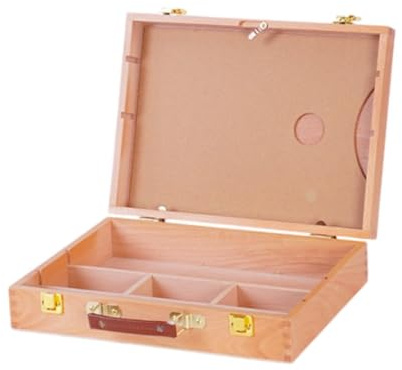 FashionCha Caja para Suministros de Artista Tipo Maletín de Madera Organizador de Pinceles Y Contenedor de Lápices con Paleta Incluida Adecuado para Organizar E, S