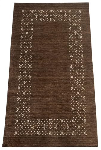WAWA TEPPICH T199 Wollteppich Gold 90 x 160 cm 100% Wolle handgewebt