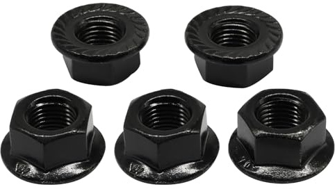 Dijedev M12/1.25mm Serrated Flange Hex Nuts, 5Pcs Hexagon Flange Nuts, 304 Stainless Steel 18-8, Full Thread, Hex Drive, Bright Finish(Black)