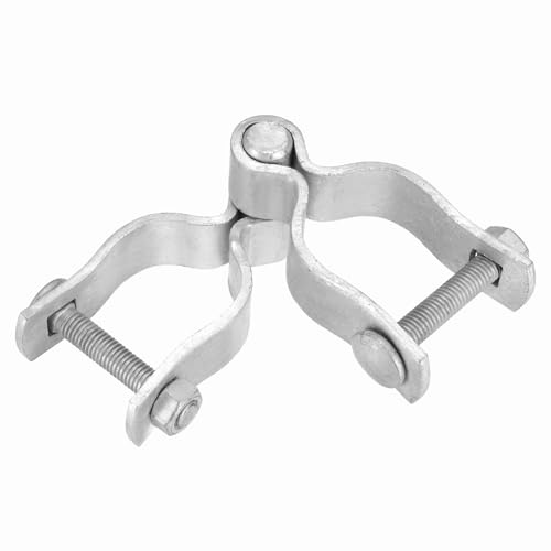 sourcing map Bisagra de poste de puerta de valla de eslabones de cadena, acero galvanizado de 1-5/8 pulgadas, bisagra de poste de valla de acero galvanizado resistente con pernos y tuercas para tubo