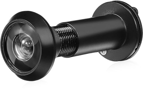 MUCKLILY Œil-de-Bœuf de Porte Noir 14 MM Diamètre Grand Angle 220° pour Porte D’Entrée Vision Large et Claire Ajustable pour Maison Appartement Bureau et Hôtel