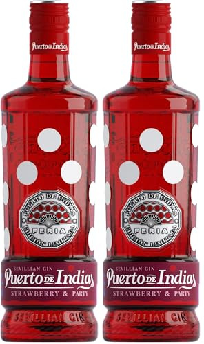 Puerto de Indias – Edicion Especial Feria – Ginebra de Fresa Premium – Strawberry Premium Gin – 70 cl – 37.5º (Paquete de 2)