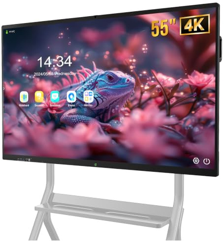 YIXZSWD 55 Zoll interaktives Whiteboard, Smartboard 4K UHD Touchscreen Android 13, 8+128 GB, für Klassenzimmer & Büro, WiFi, Bluetooth, HDMI, Kamera, Mikrofon inkl.Wandhalterung