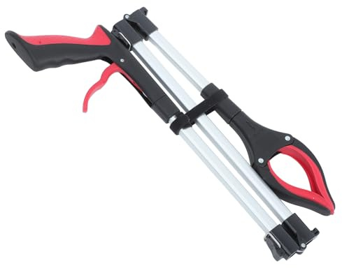 Healeved Recolector de Basura Plegable Pinza de Tres Pliegues Mango Largo Herramienta de Agarre para Personas Dificultad de Movilidad Uso en Hogar y Exteriores