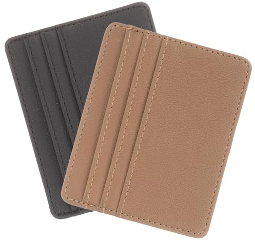 DOITOOL 2pcs Credit Card Protective Sleeves Pu Leather Card Holder Set Anti-demagnetization and Sleeves Portable Multifunctional Wallet Inserts for Travel and Daily Use