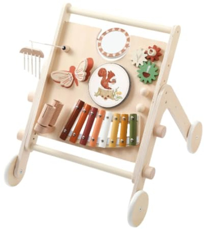 Qianly Carrito Musical de Madera Coordinación Ojo-Mano Carrito de Aprendizaje Madera Educativo Juguete Infantil Para
