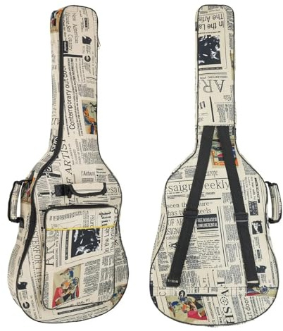 SHBHWS Tjockt 600D stil journal oxfordtyg vadderat gitarrfodral för klassisk folk 40 tum/41 tum akustisk gitarr, Flerfärgad, Taille unique, En stil