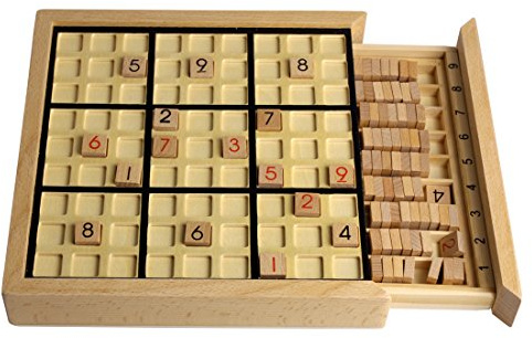Andux Zone Sudoku Gioco da Tavolo Puzzle in Legno con cassetto SD-02 (Nero)