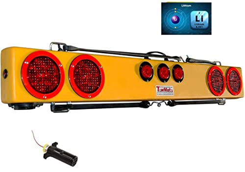 Towmate TM48XR-7, Up to 30 Hour Run Time, TowMate 48 Long Run Lithium Wireless Wide Load Heavy Duty Light BAR for Tow Truck, Wrecker, Hauler, etc.