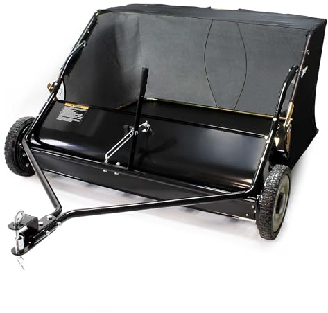 Wiltec Spazzatrice trainata da prato per trattorini 96cm di larghezza Ruote in gomma da 254x40mm