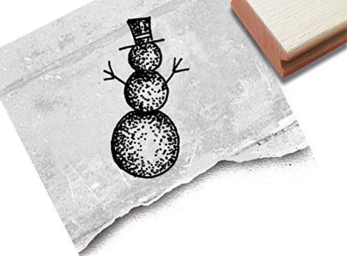 Stempel Weihnachtsstempel SCHNEEMANN in Dotwork - Bildstempel Winter Weihnachten Karten Geschenkanhänger Basteln Geschenk Deko - zAcheR-fineT