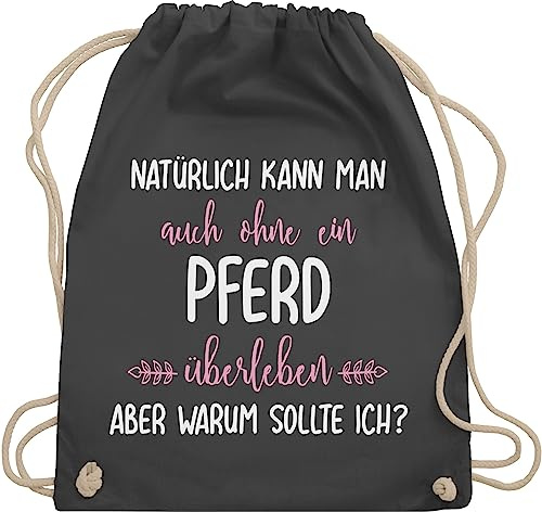 Shirtracer Turnbeutel Rucksack - Pferde - Taschen - Ohne Pferd überleben - Unisize - Dunkelgrau - reiterzubehör pferdebeutel pferdeliebhaber reiten beutel pferdezubehör pferderucksäcke pferdespruch