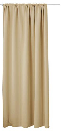 Laneetal Thermovorhang, Verdunklungsvorhang für Wohnzimmer Schlafzimmer, Blickdicht, mit Kräuselband für Schiene, 250g/m² Schwere Wärmeisolierende, 140 x 225 cm, Champagne