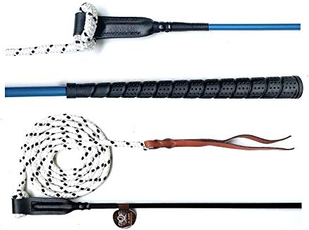 JA Horse Kontaktstock Training mit Seil für die Bodenarbeit 100 cm 120 cm Reitstick Finesse-Stick Carrot Stick Horseman Stick (120 cm, blau)