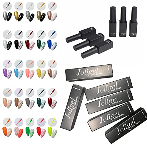 25 Farben, Gel Nail Liner Polish Pen UV LED Nagellack Gelpoliermittel Set für 3D Nail Art DIY Nageldesign Pull Line Pen Nagelzeichnung, Nagellack für Nägel Maniküre Salon