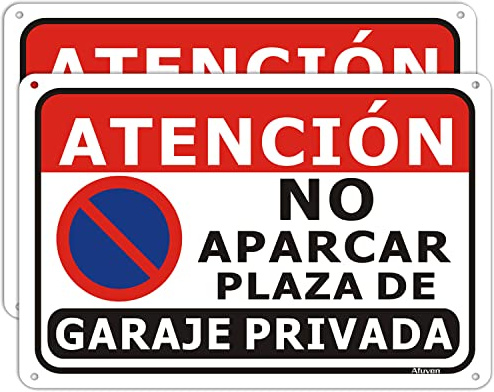 Cartel Atencion No Aparcar Plaza de Garaje Privada 30x20cm Señaletica de prohibicion Aparcar Señal Garaje Privada Letrero de metal de Aluminio impermeable resistente a la decoloración 2 piezas