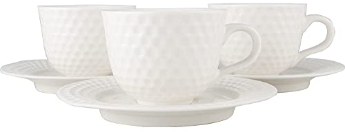 Bavary Set de café | Design Golf | pour 6 personnes | Porcelaine fine | Blanc 6 tasses + 6 soucoupes Profitez du service service à café