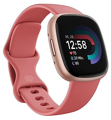 Google Fitbit Versa 4 Fitness Smartwatch with built-in GPS and up to 6 days battery life - compatible with iOS 15 or higher & Android OS 9.0 or higher, Pink Sand/Copper Rose