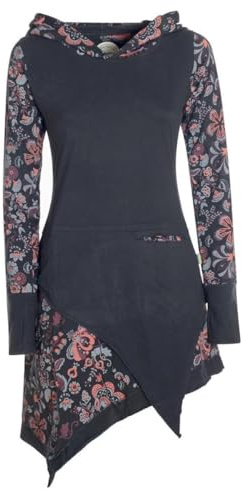 Vishes - Alternative Bekleidung - Langarm Damen Kleid Elfen Zipfelkleid Zipfelige Elfentunika Bedruckt