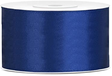 Nastro di raso blu scuro 50mm / 5cm x 25 metri – Nastro per fiocchi extra largo blu navy/marina, nastro decorativo per grandi fiocchi, decorazione per sedie, matrimonio e confezione regalo