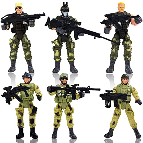 6 Stücke Soldat Figur Spielzeug, 10cm Bewegliche Soldat Modellspielzeug Armee Männer Militärfiguren Soldat Modelle mit Gelenk Waffen Kunststoff Militärspielzeug Action Figuren Spielzeugsoldaten