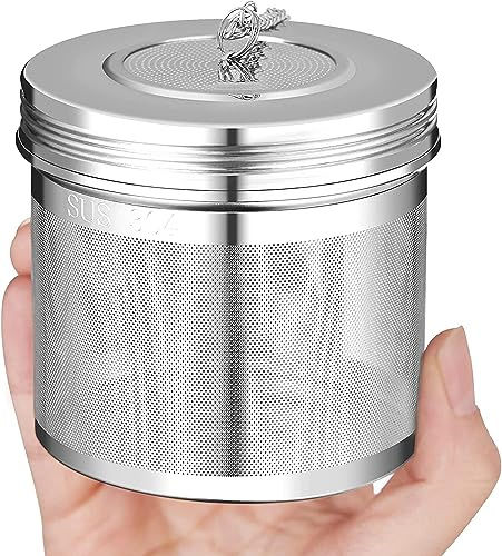 2 Pack Large Tea Ball Infuser for Loose Leaf Tea & Spice Infuser for Cooking, 18/8 304 Stainless Steel, Threaded Lid, Extra Fine Mesh Tea Strainer Ball for Herb