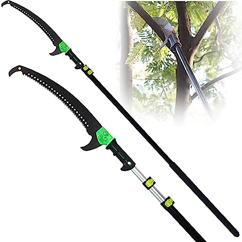Telescopic Pole Saw, Tree Trimming Extension Pruning Saw, Extension Pole Pruning Saw, for Yard Garden Trees Branches Cutting, Green