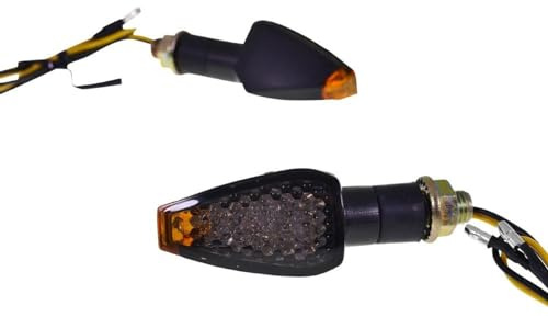 2EXTREME Mini LED-Blinker universal getönt 12V M10, kompatibel mit Motorrad | Paar Blinkleuchten, schwarzes Kunststoffgehäuse, orange Lichtfarbe, 85 mm Gesamtlänge; kompatibel mit Roller, Moped und Quad