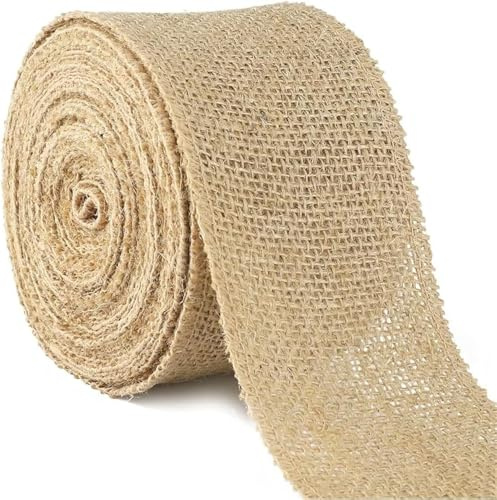 QHFlashbuy Juteband 10M*6CM,Natürliche Sackleinen Juteband,Sackleinen Band,Burlap Vintage Geschenkband,Jute Ribbon Rolls für Hochzeitdeko DIY Handwerk Weihnachten