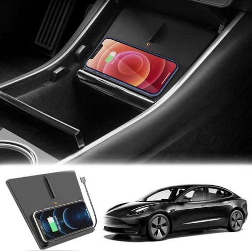 ASHOIH New Wireless Car Charger for Tesla Model 3 (2017-2020),15W Fast Wireless Phone Charging Pad, Center Console Wireless Charger Works With QI-Enabled Phones